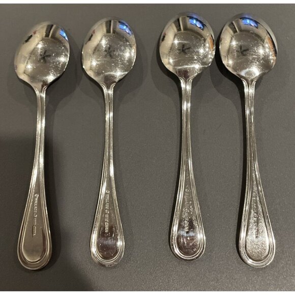 Wallace WAS159 Glossy Outline 18/10 Stainless Flatware Oval Soup Spoons Set Of 4 - Picture 2 of 4